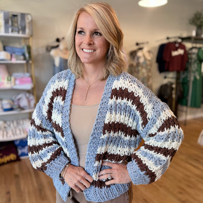 Blue Skies Chunky Stripe Cardigan