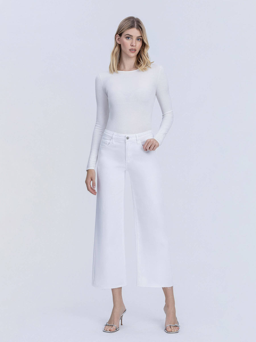 HIGH RISE OPTIC WHITE CROP WIDE LEG JEANS