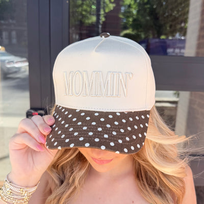 MOMMIN' Polka Dot Brim Trucker Hat