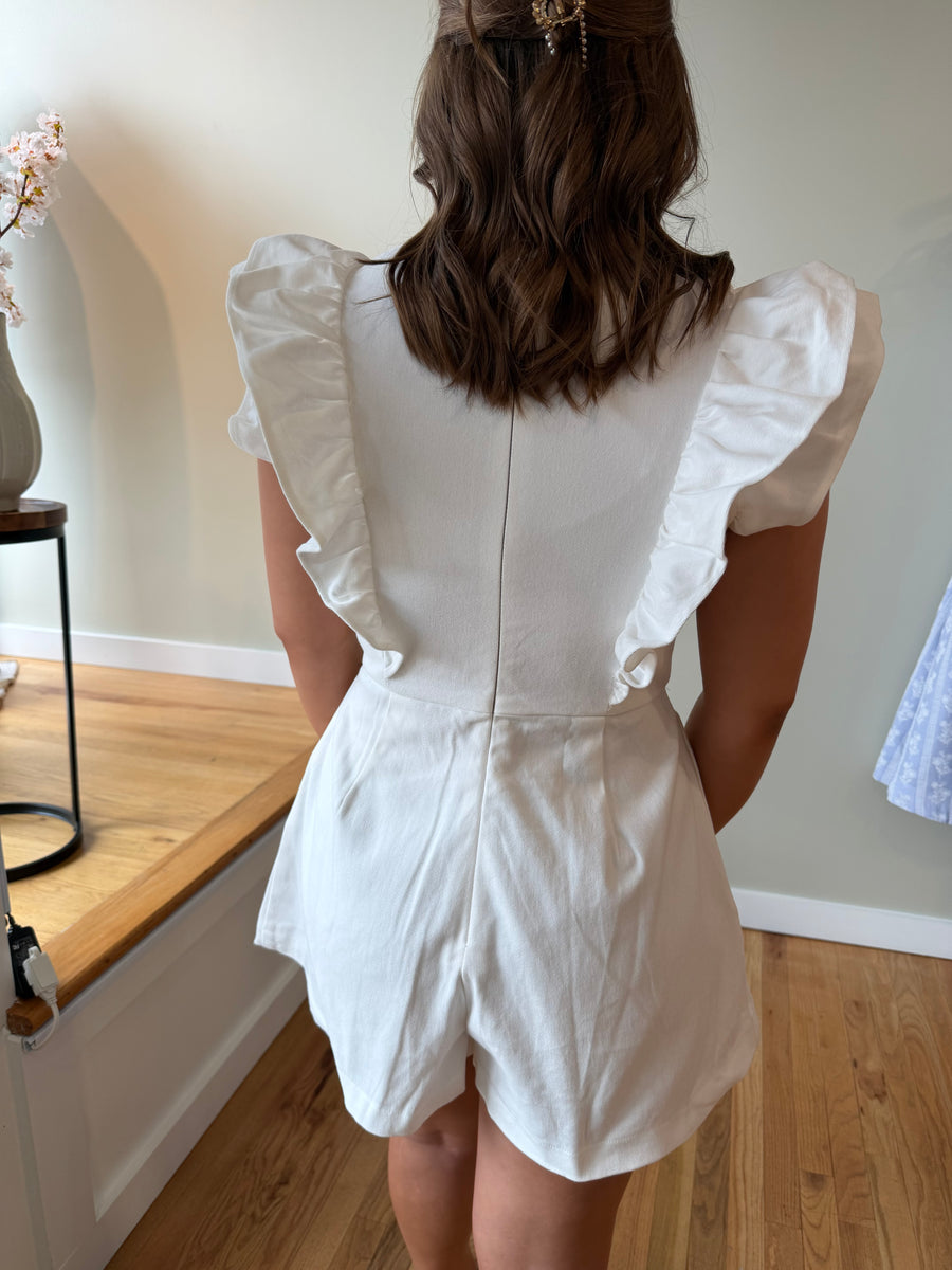 White Woven Romper