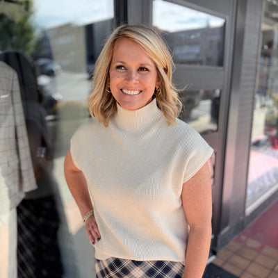 Oatmeal Mock Neck Sweater