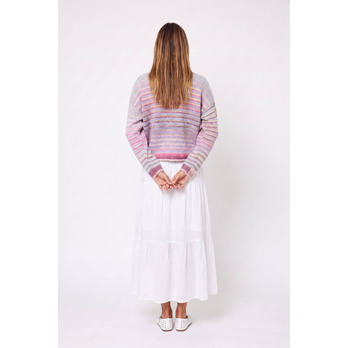 Multicolor Striped Button-Front Cardigan