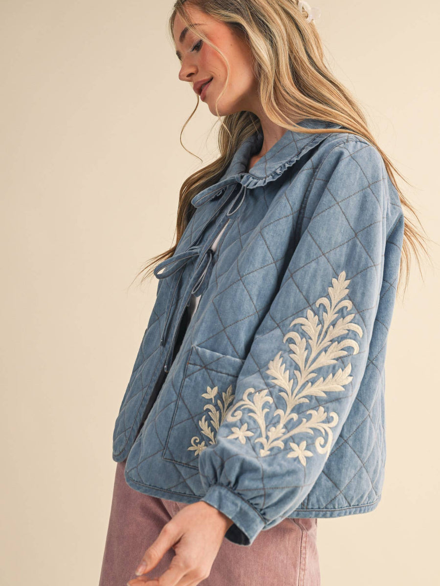 Quilted Jacket with Embroidery