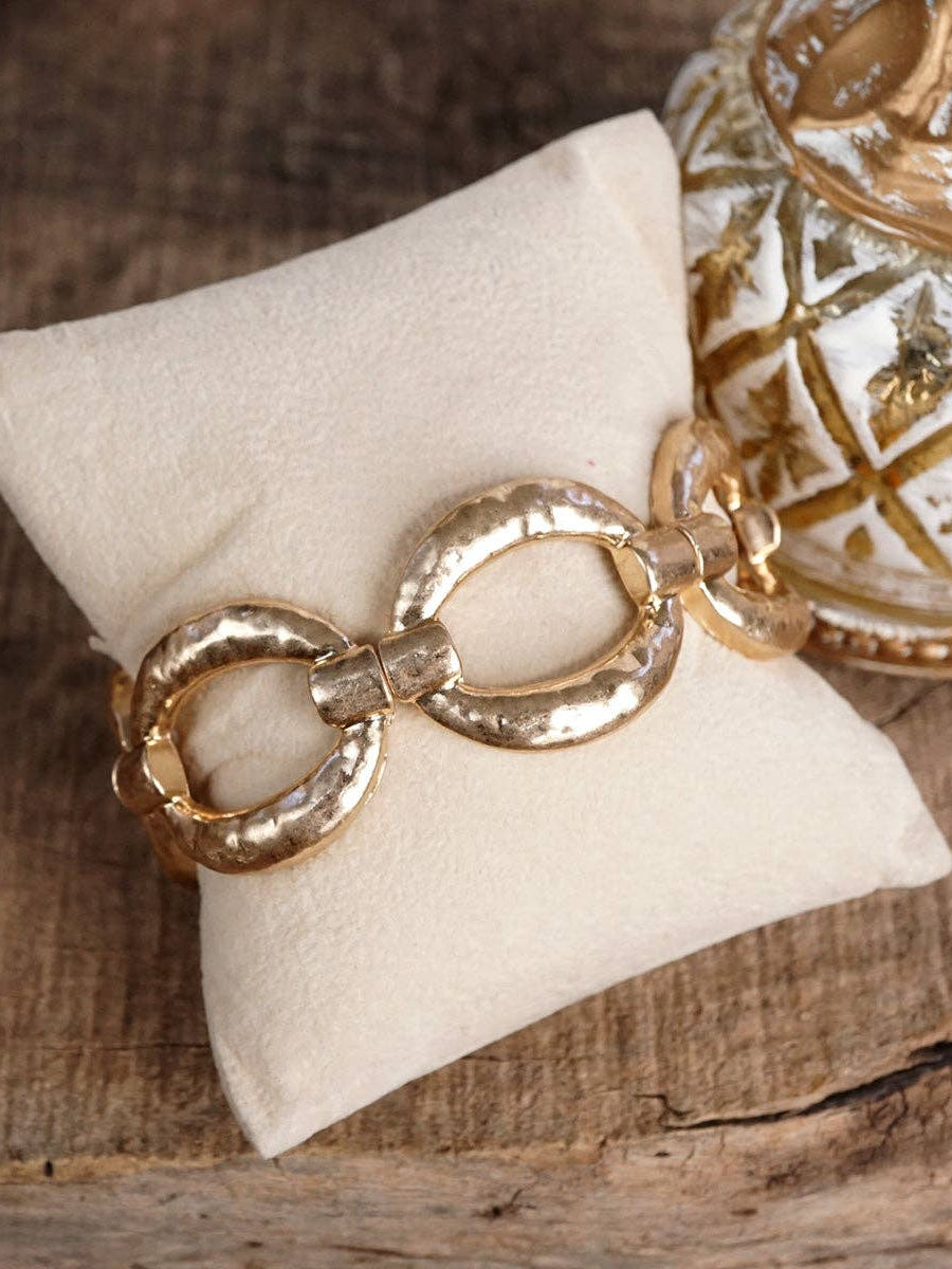 Chunky Hammered Link Stretch Bracelet