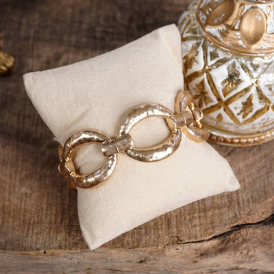 Chunky Hammered Link Stretch Bracelet