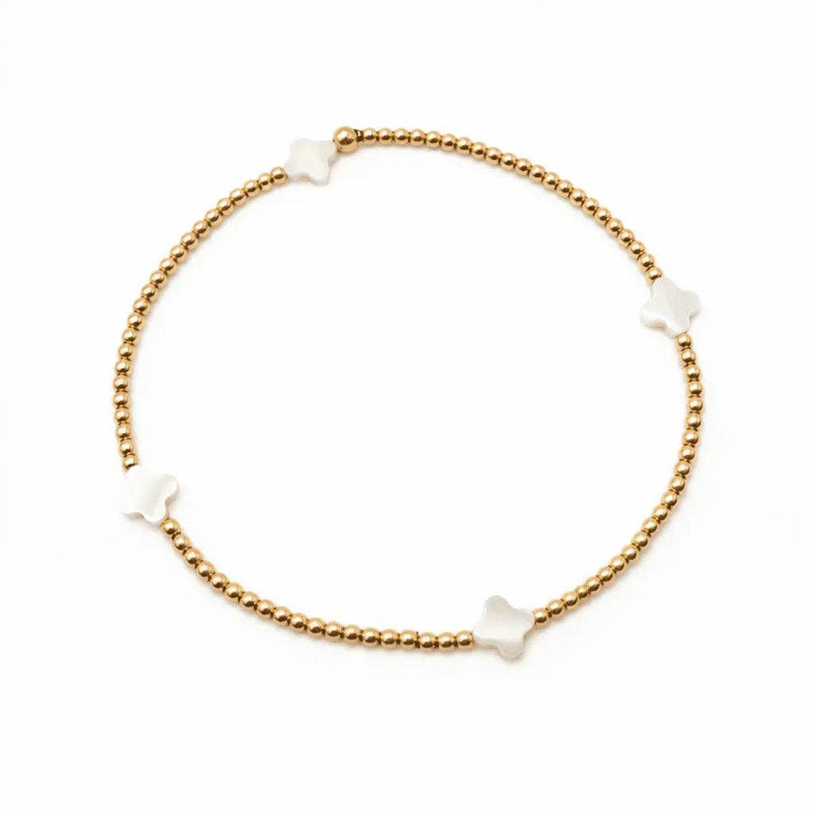 14K Gold Filled Mother of Pearl Clover Bracelet