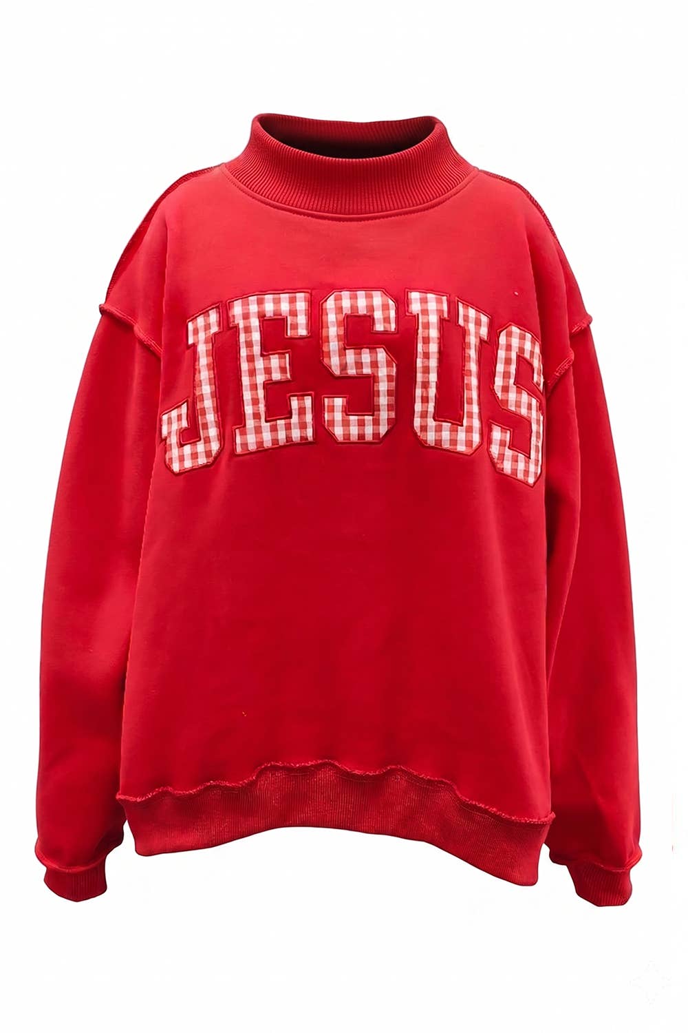 Gingham Jesus Oversized Mockneck