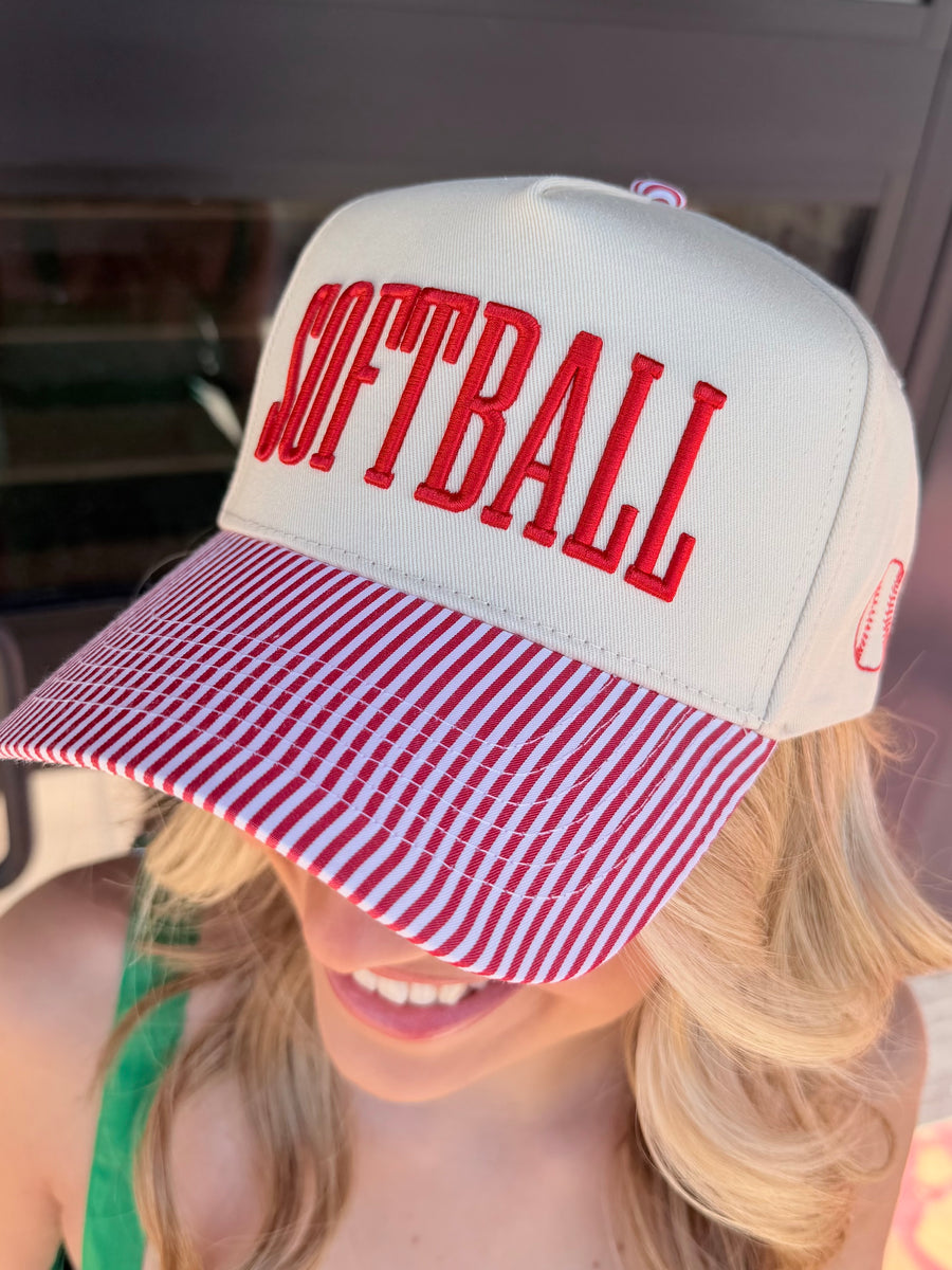 Softball-Stripped Trucker Hat