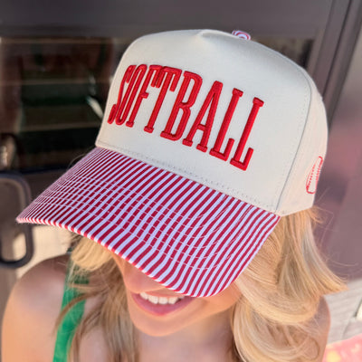 Softball-Stripped Trucker Hat