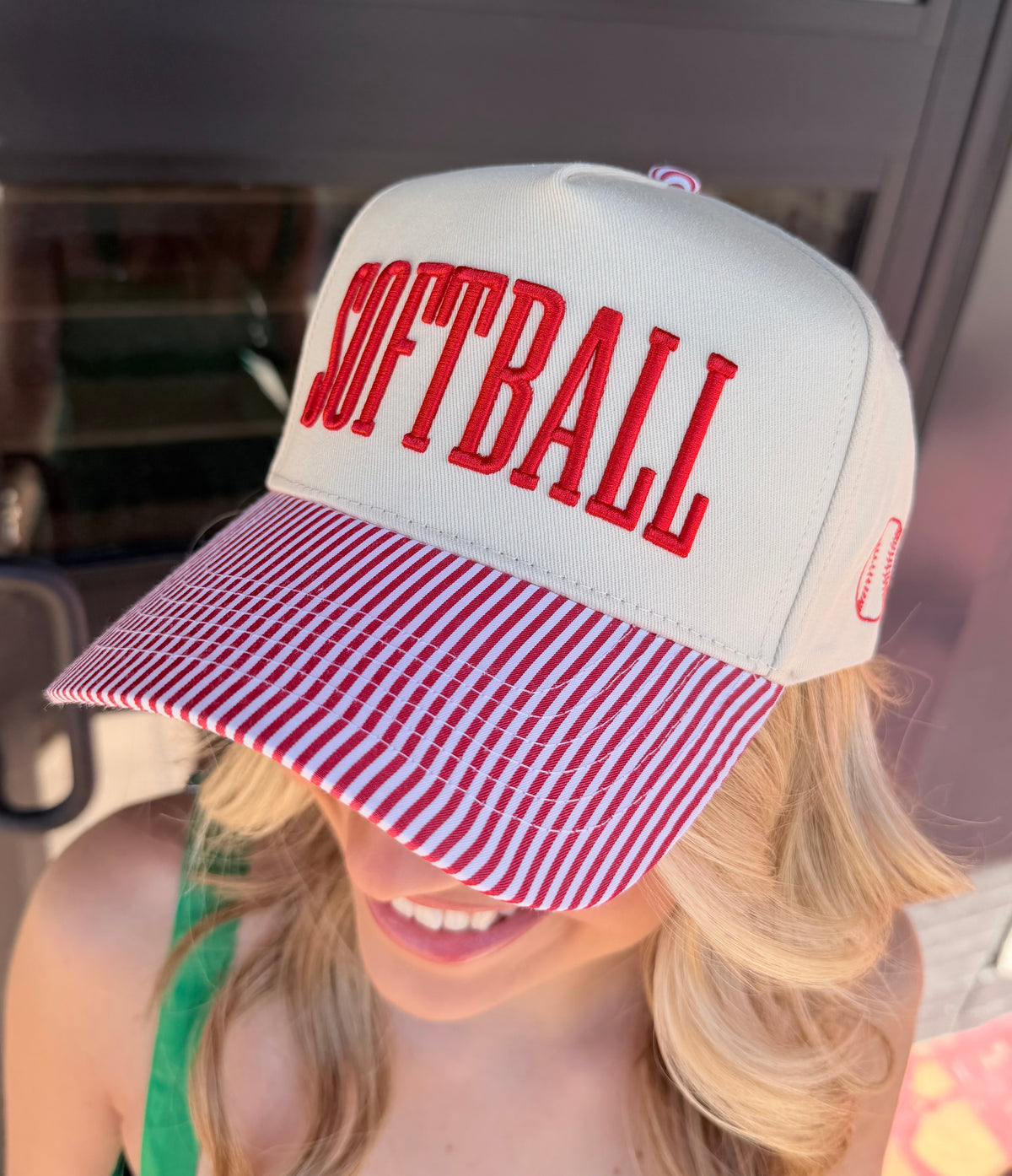 Softball-Stripped Trucker Hat