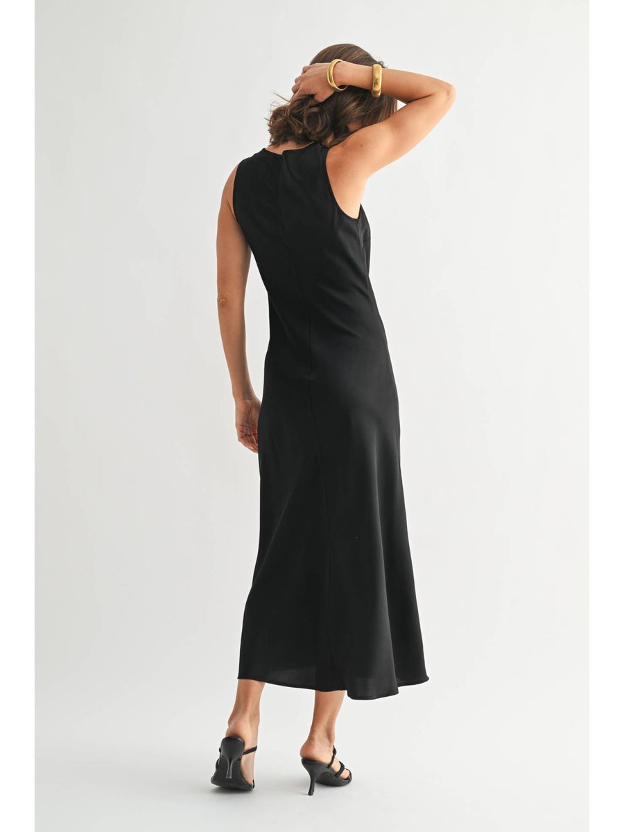 Satin V Neck Maxi Dress