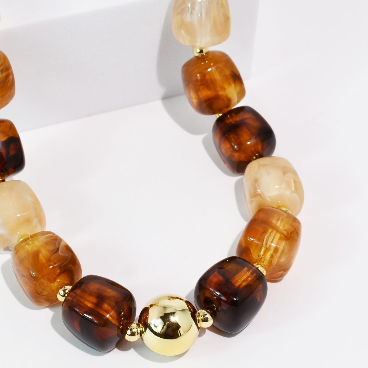 Amber Tortoise Beaded Statement Necklace