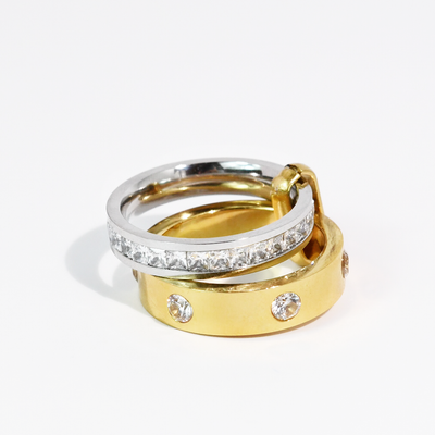 Two-Tone Waterproof Crystal Ring