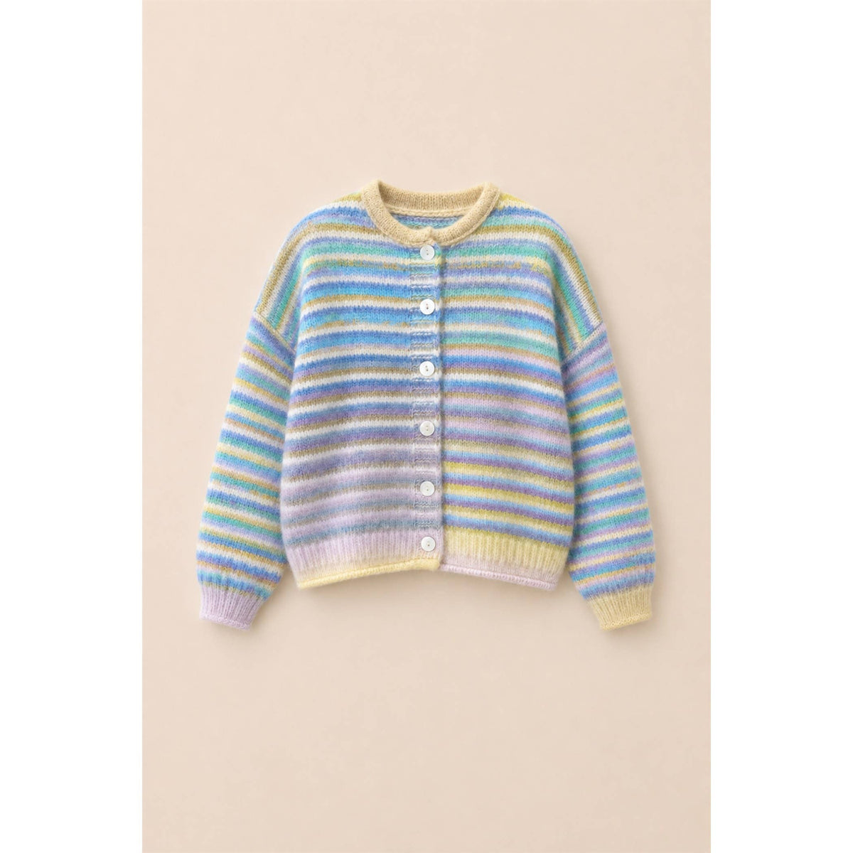 Multicolor Striped Button-Front Cardigan