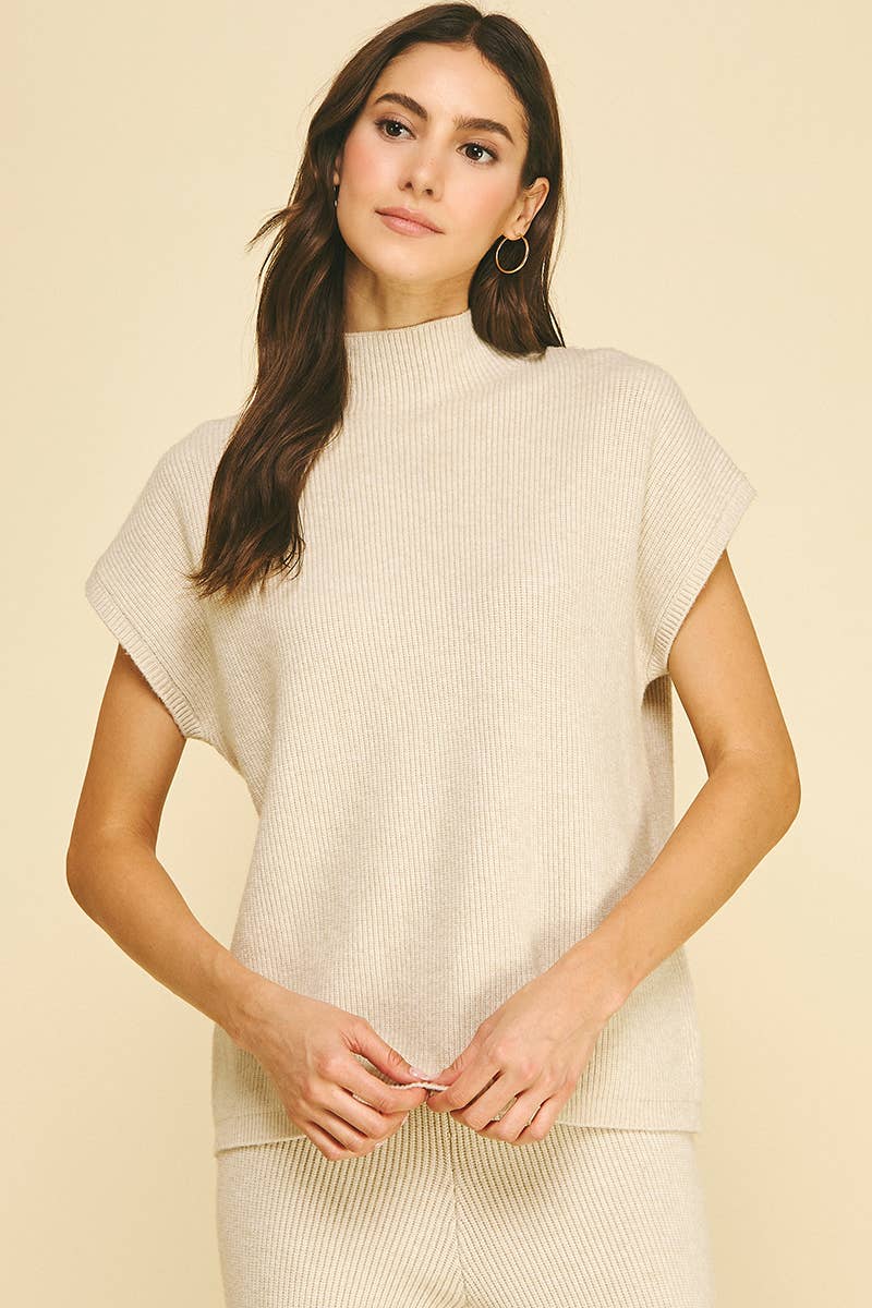 Oatmeal Mock Neck Sweater