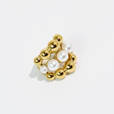 Gold & Pearl Bubble Ring