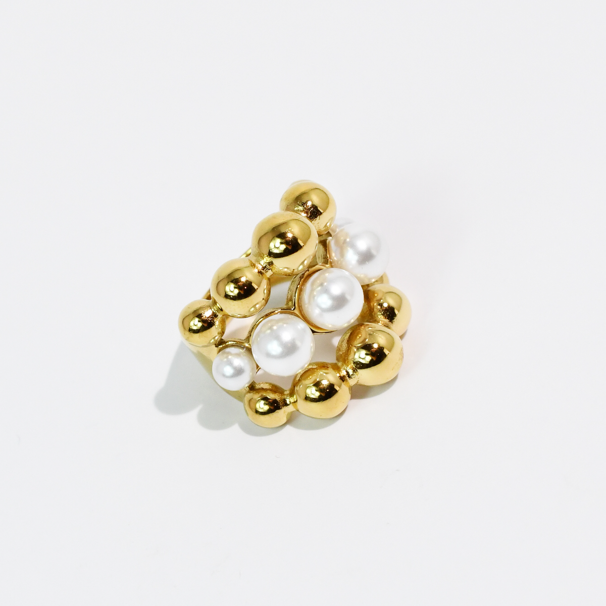Gold & Pearl Bubble Ring