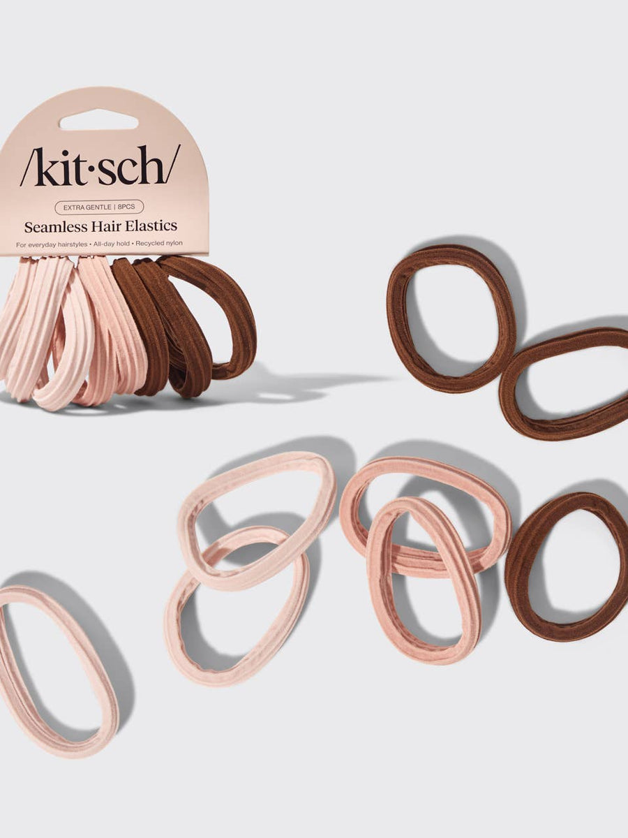 Kitsch Seamless Hair Elastics 8pc Set- Rosewood