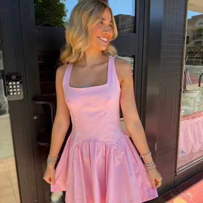 Contoured Bodice Lace-Up Flare Dress