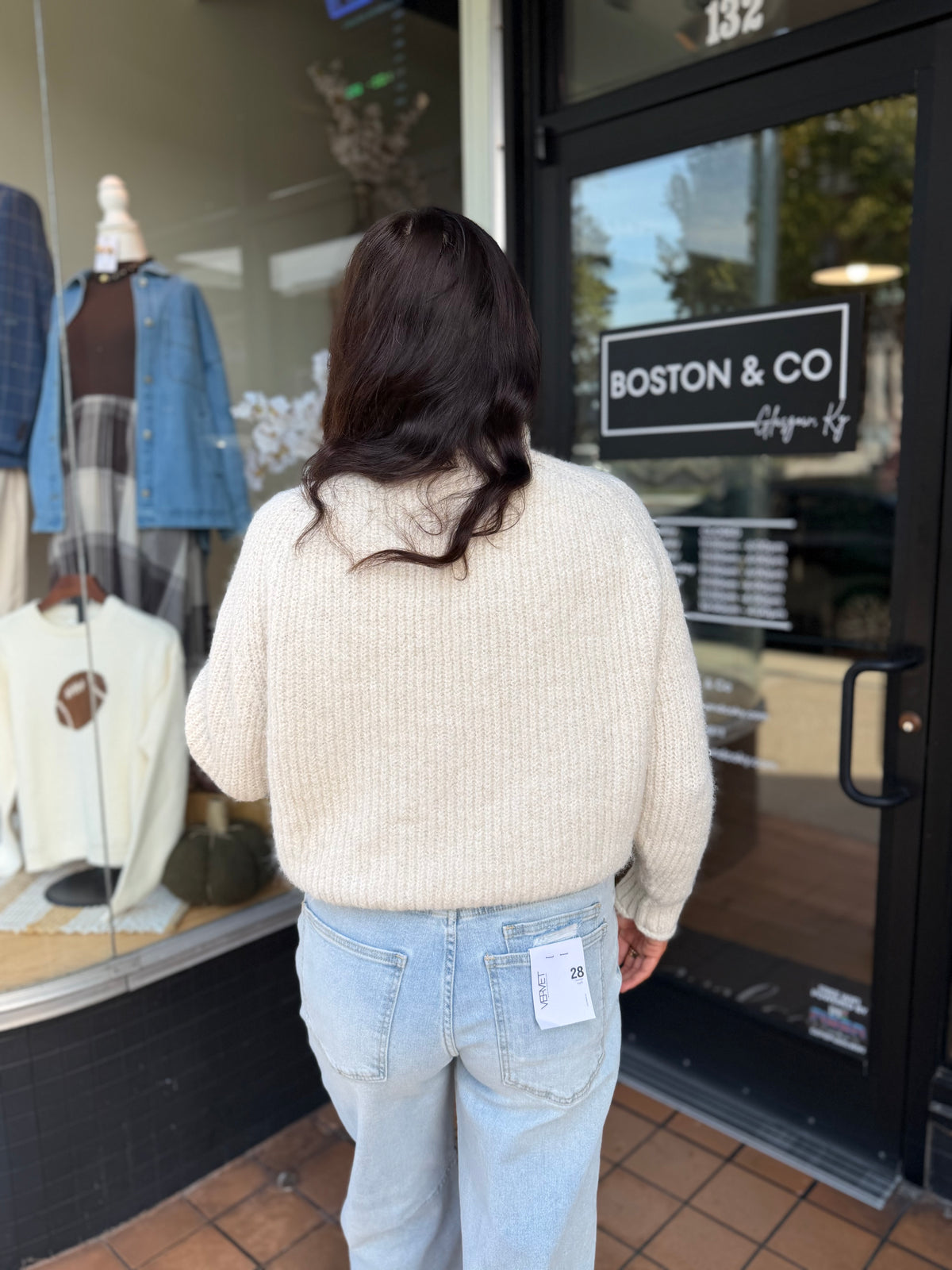 Ivory Ribbed Mock Neck Sweater