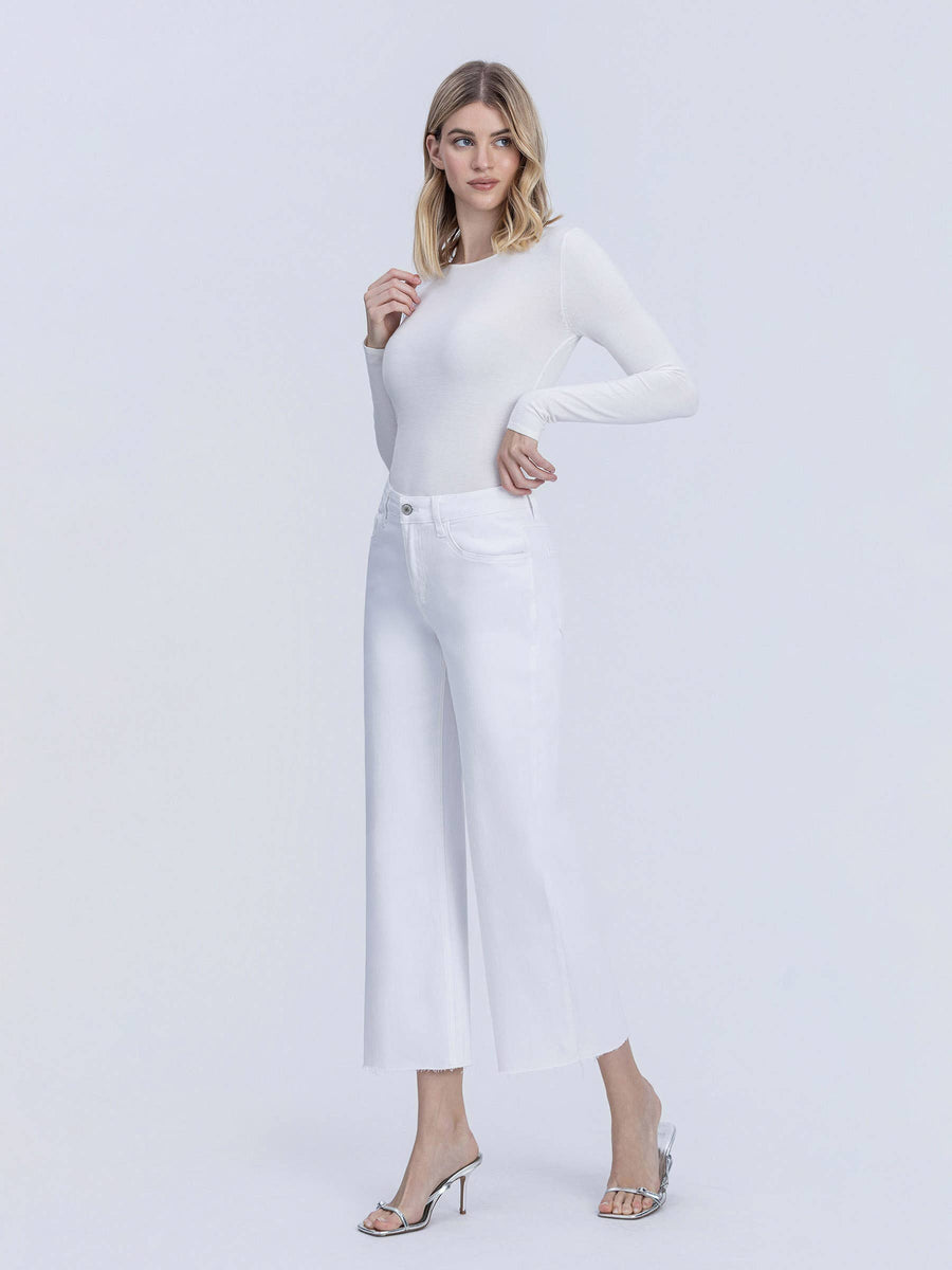 HIGH RISE OPTIC WHITE CROP WIDE LEG JEANS