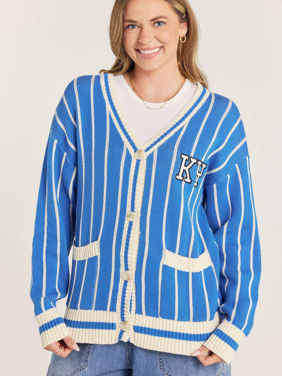 Kentucky Blue Striped Varsity Cardigan