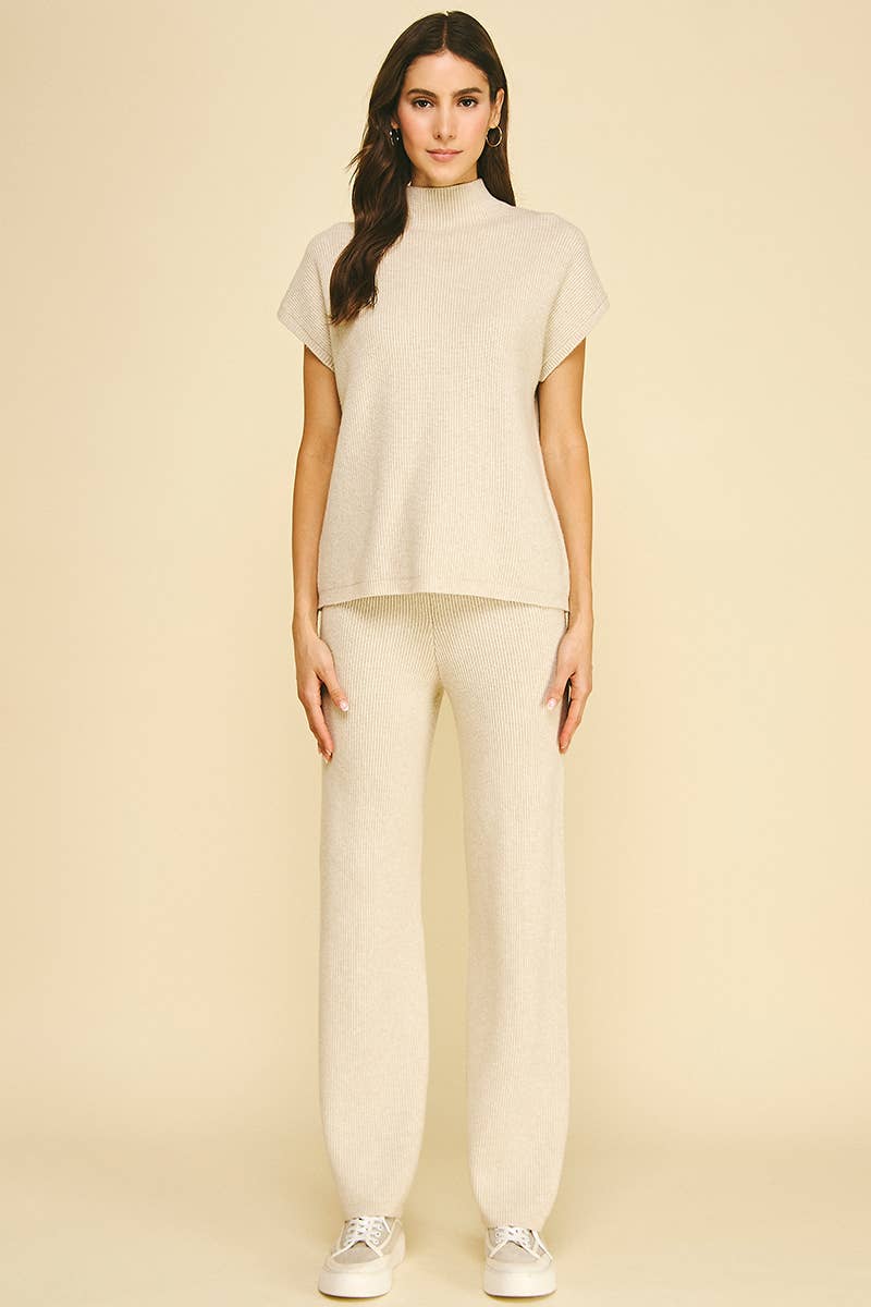 Oatmeal Mock Neck Sweater