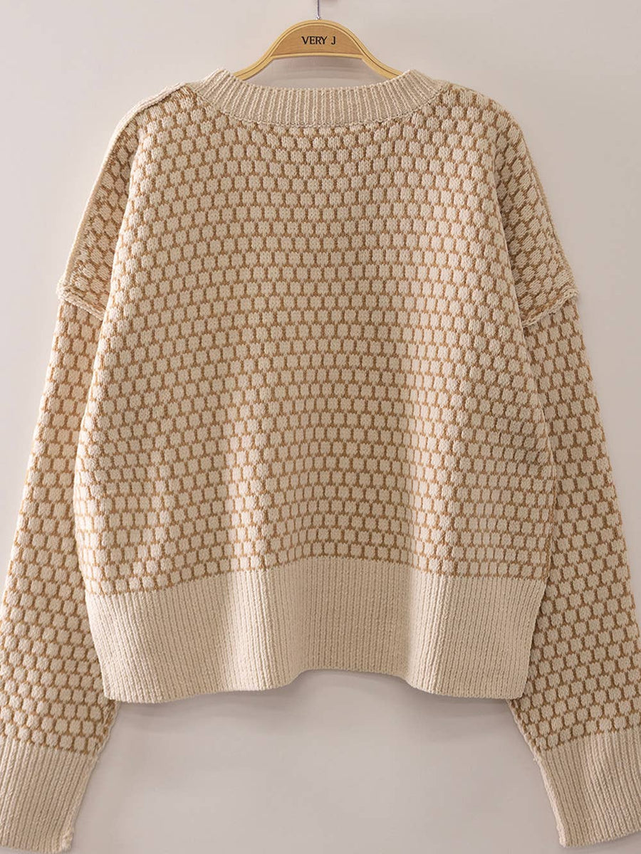 Oatmeal Textured Knit Sweater