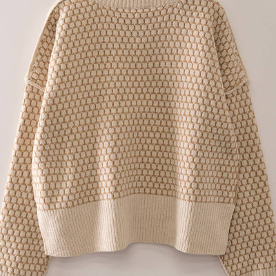 Oatmeal Textured Knit Sweater