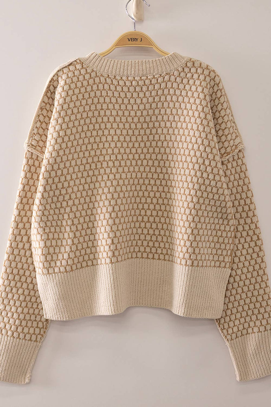 Oatmeal Textured Knit Sweater