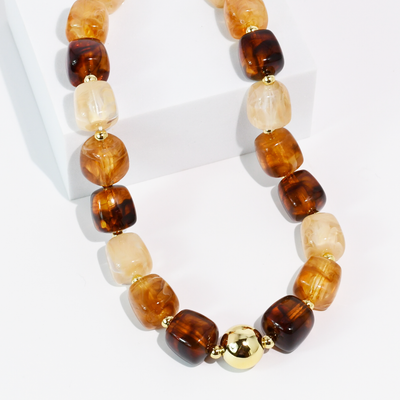 Amber Tortoise Beaded Statement Necklace