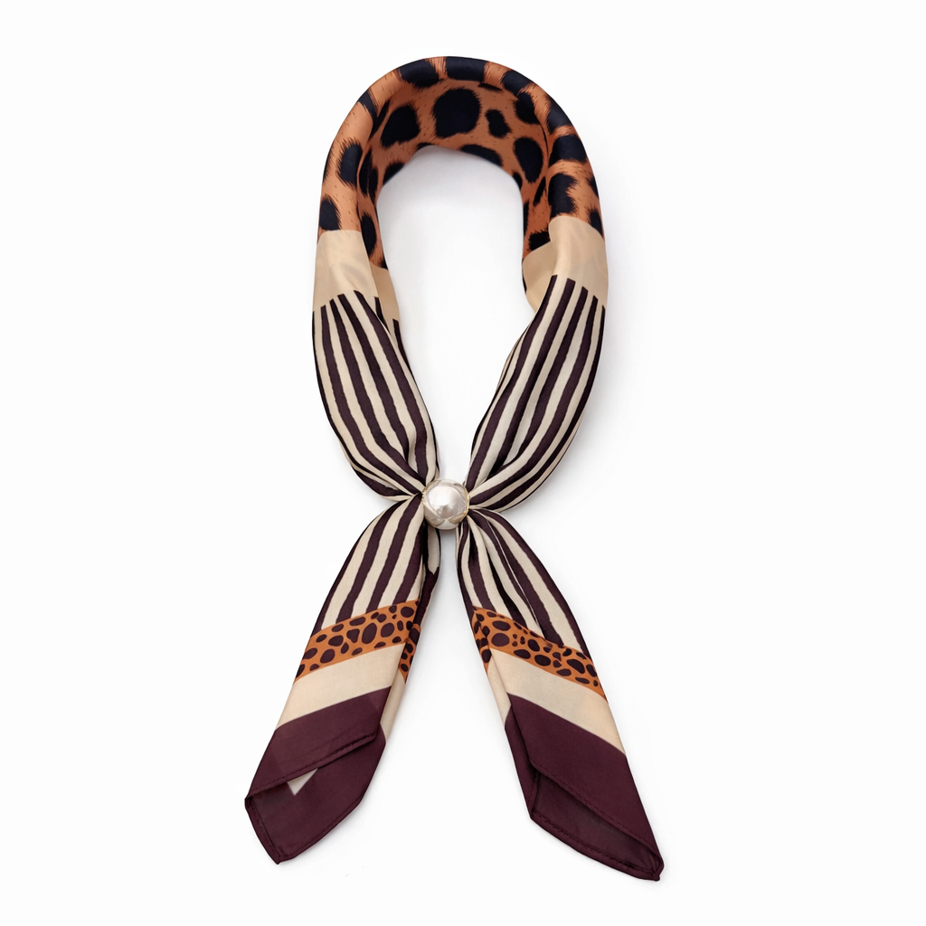 Leopard & Stripe Silky Magnetic Scarf