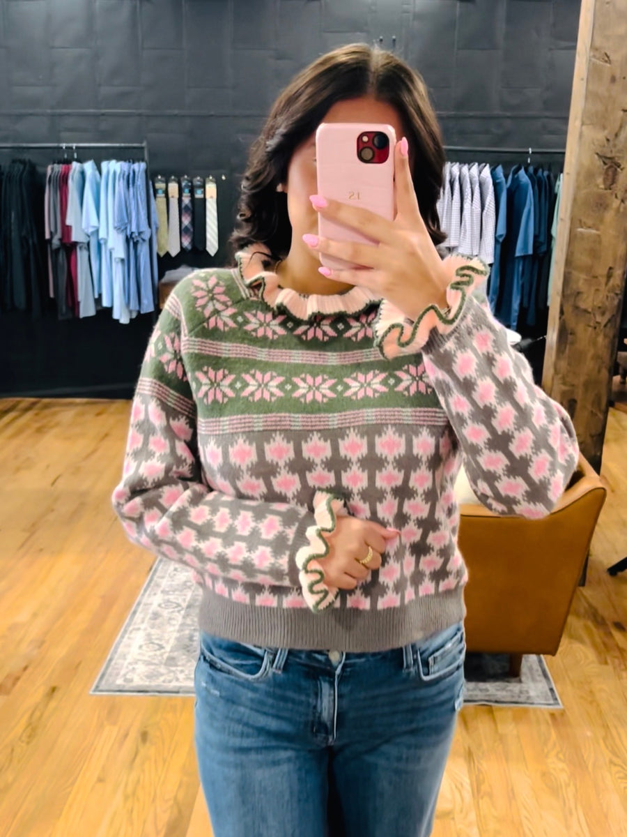 Ruffled Fair Isle Sweater