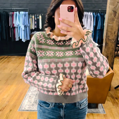 Ruffled Fair Isle Sweater