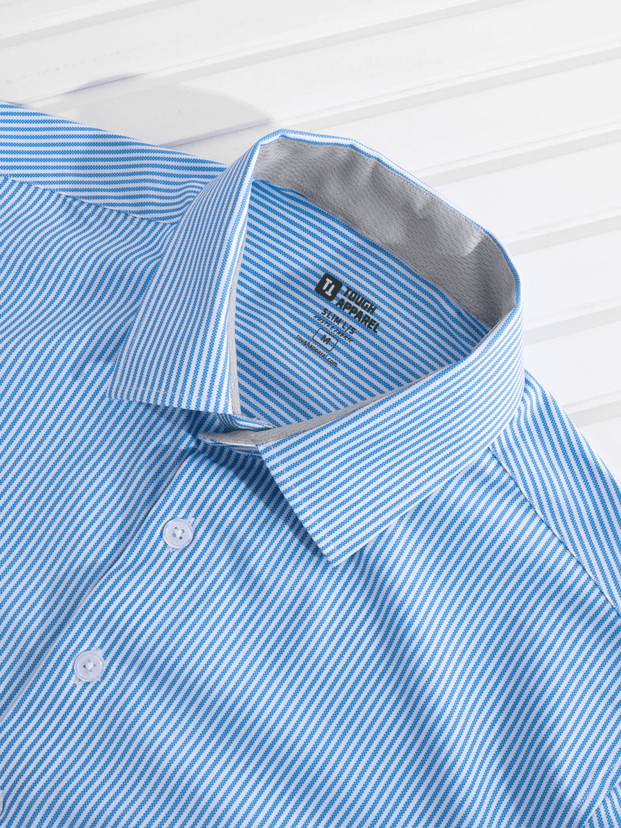 Men's Light Blue Performance Pinstripe Dress Shirt