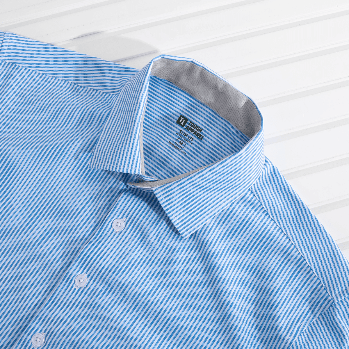 Men's Light Blue Performance Pinstripe Dress Shirt