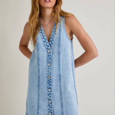 Button Down Demin Mini Dress