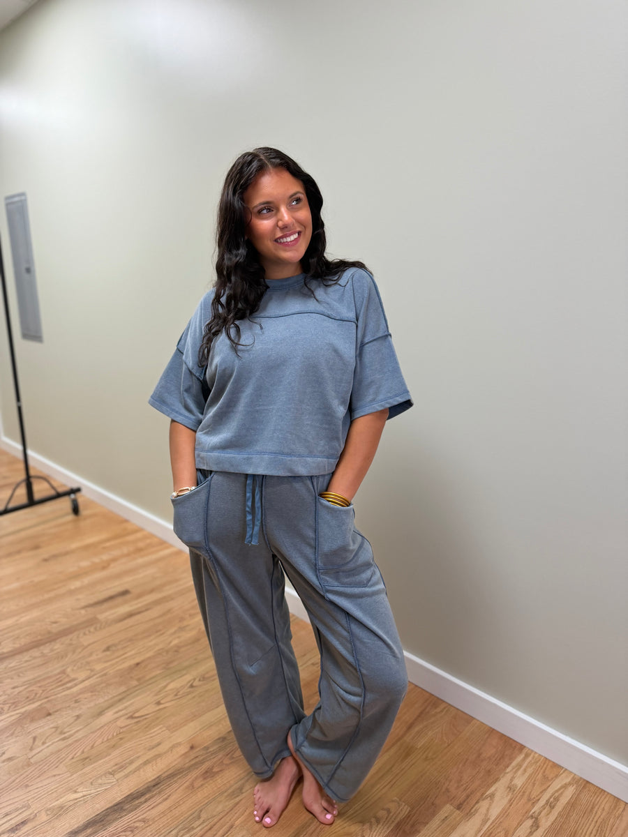 Mineral Washed Barrel Pants Set