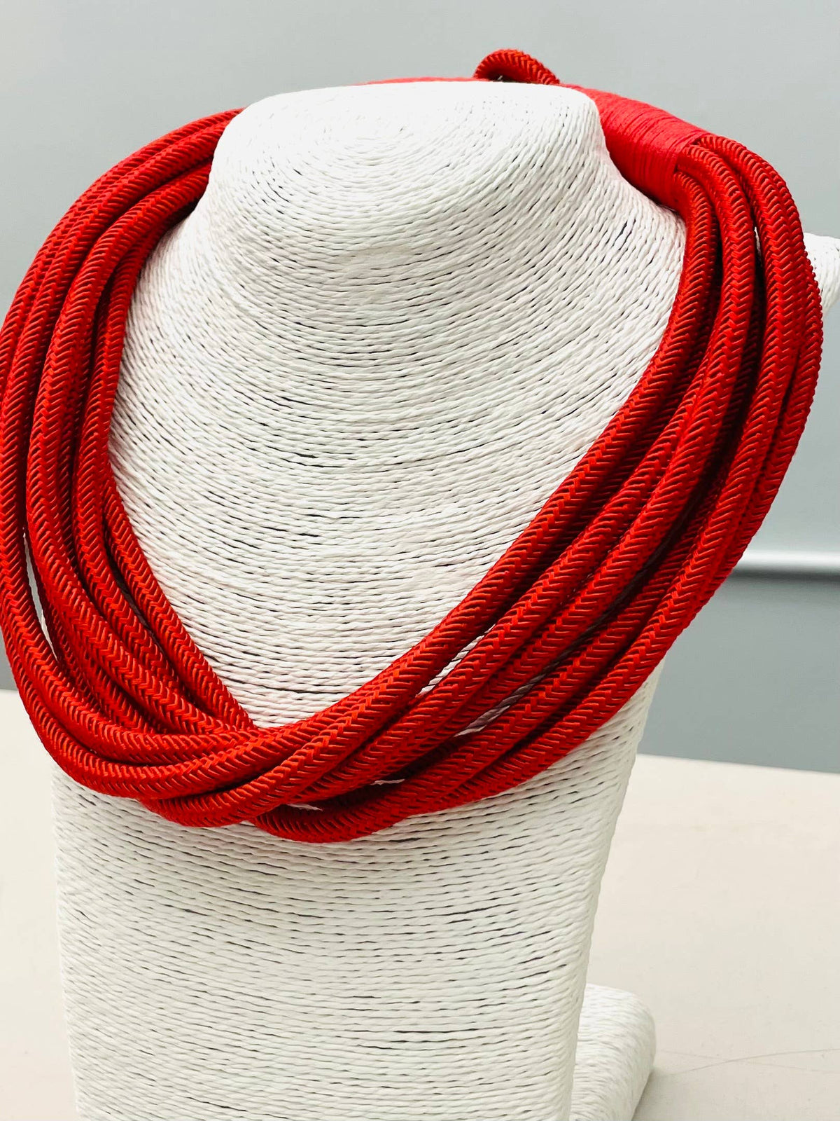 Statement Multi-Strand Cord Necklace – Red