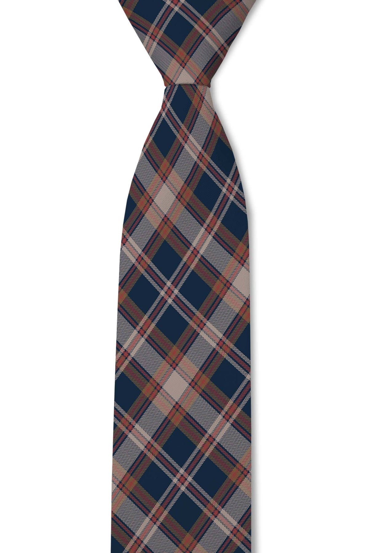 Navy & Rust Plaid Men's Necktie