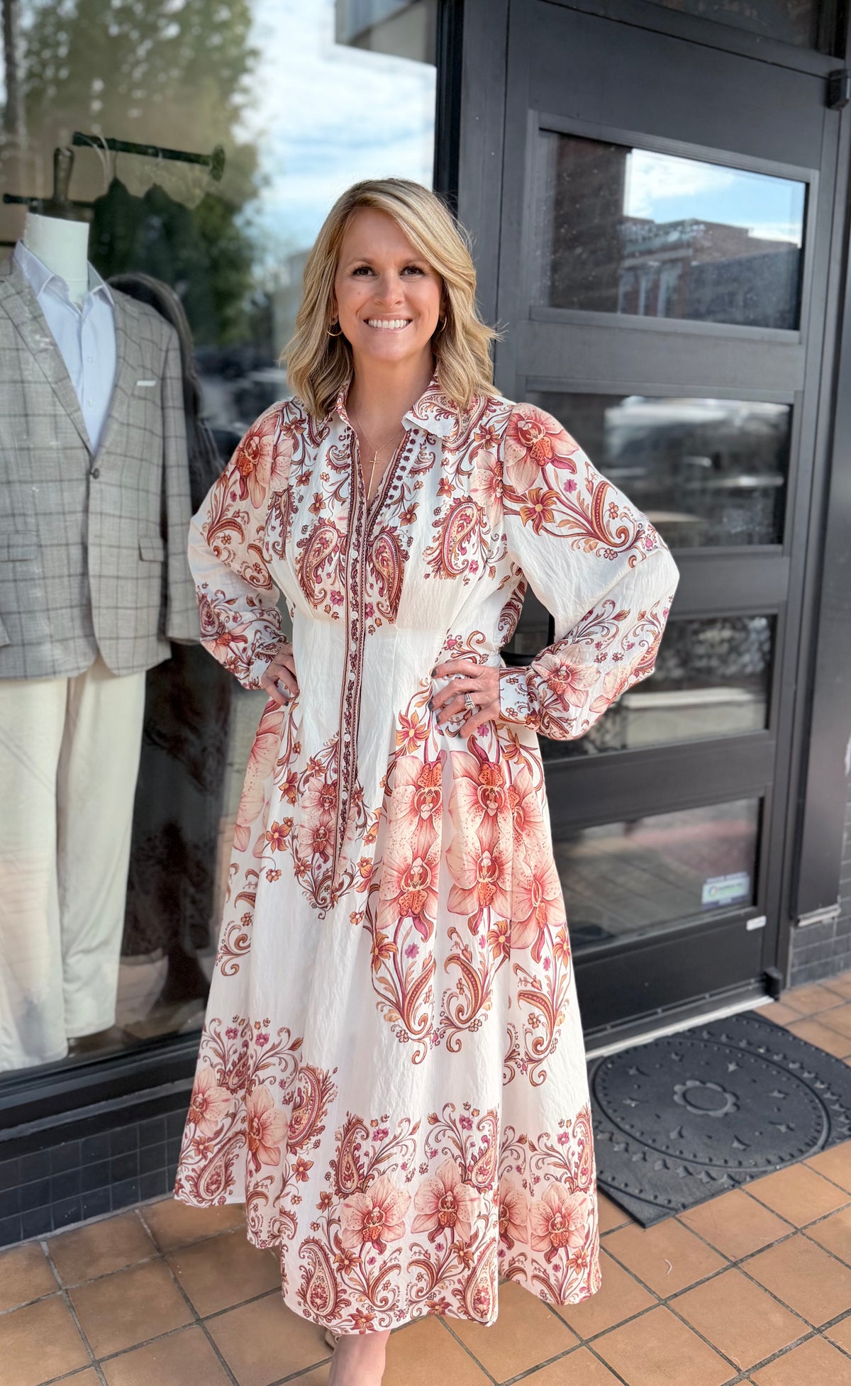 Vintage Paisley Floral Midi Dress