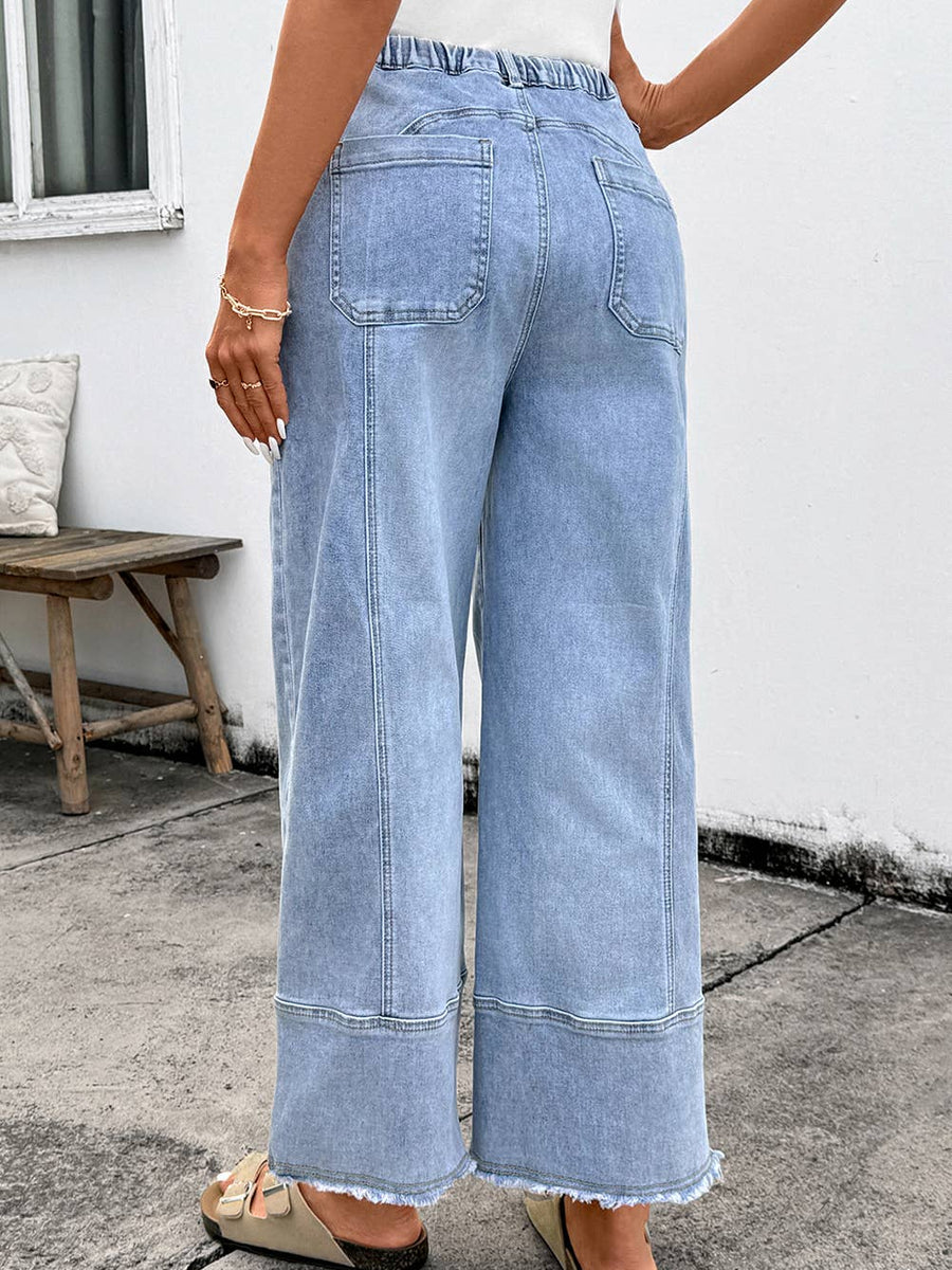 Drawstring Wide Leg Denim