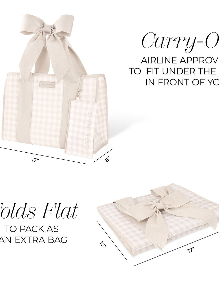 Case-Mate Latte Gingham Bow Jelly Tote Bag