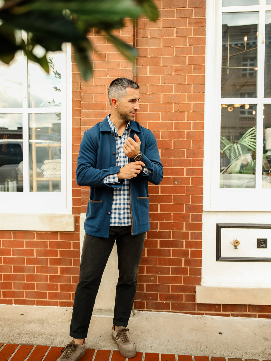 Navy Waffle Smoking Jacket