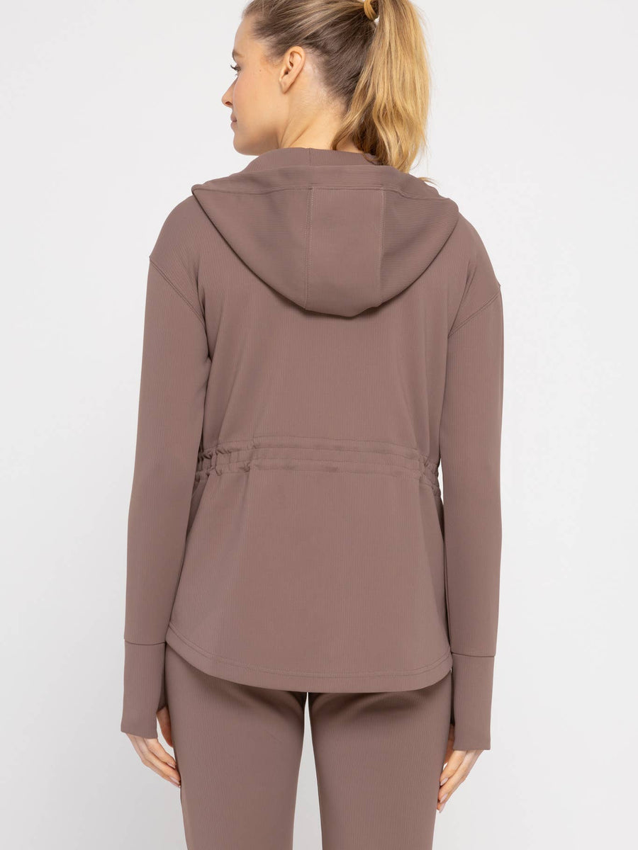 Jacquard Ribbed Hooded Jacket