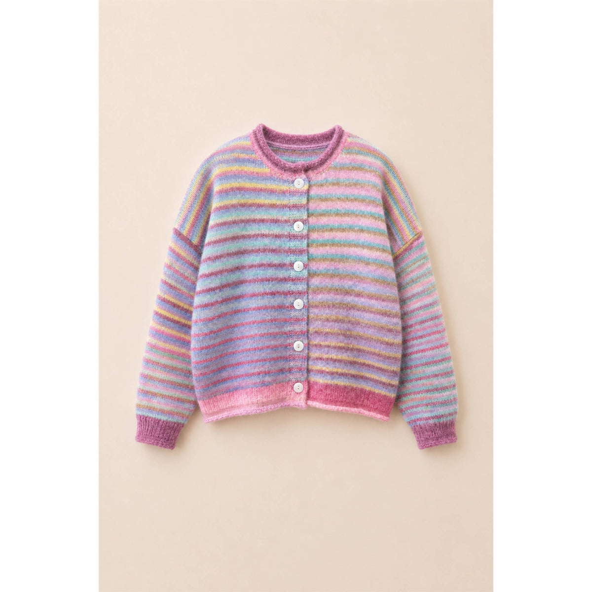 Multicolor Striped Button-Front Cardigan