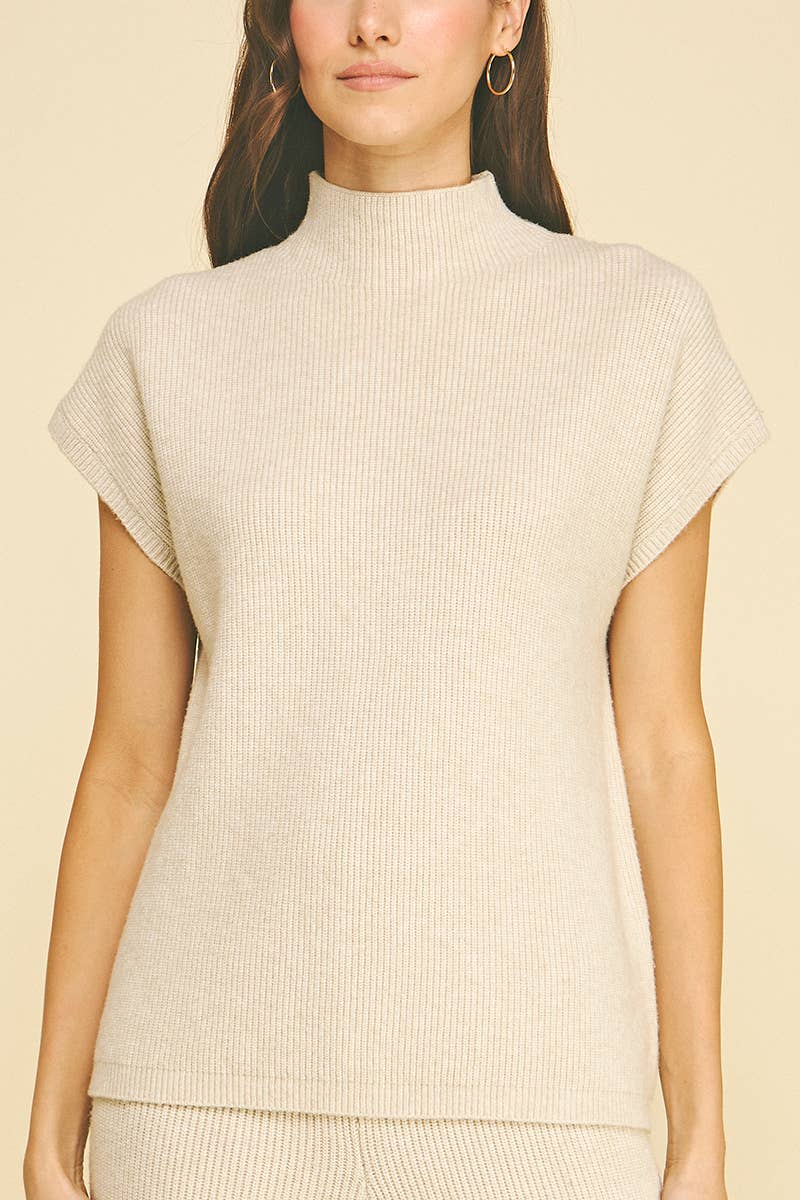 Oatmeal Mock Neck Sweater