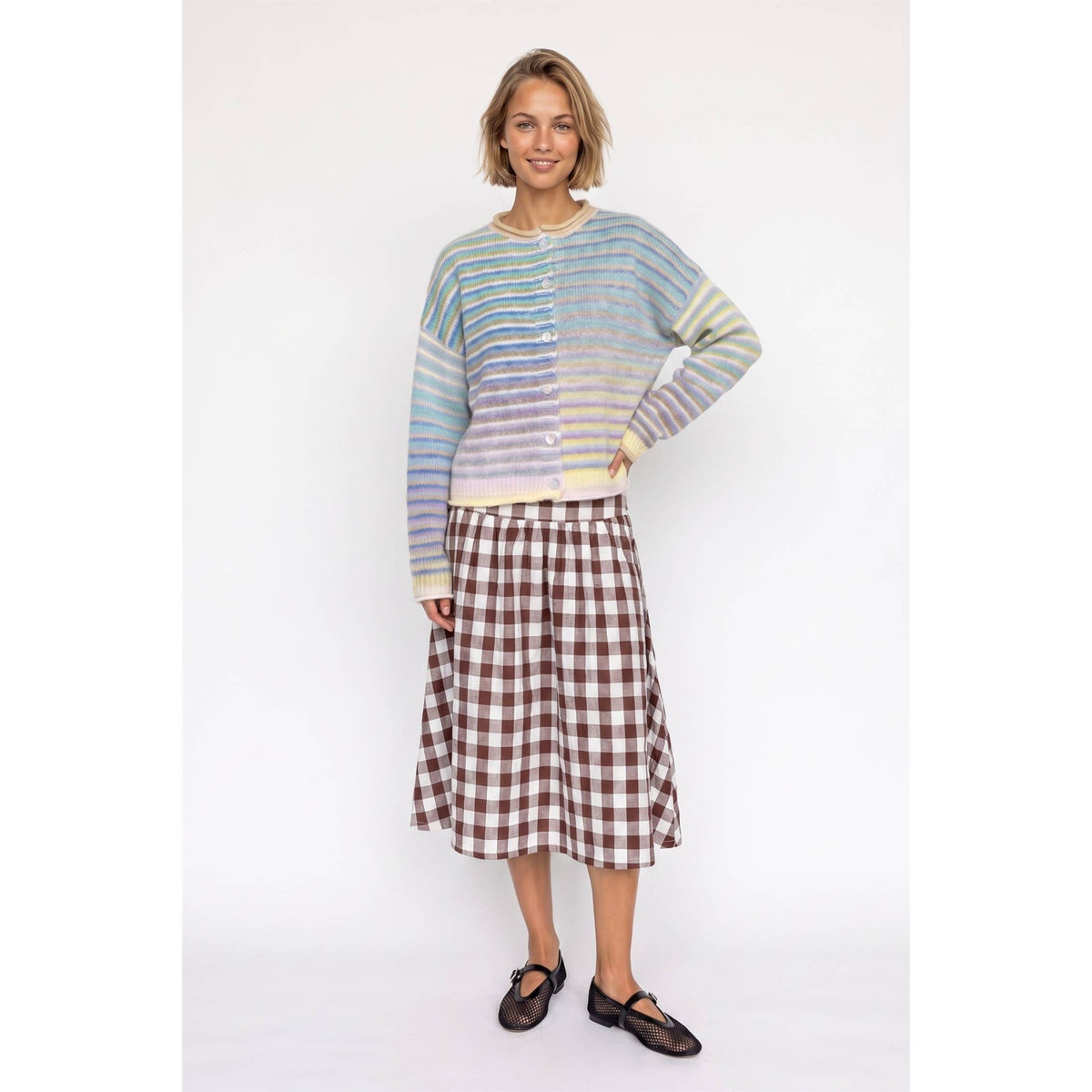 Multicolor Striped Button-Front Cardigan