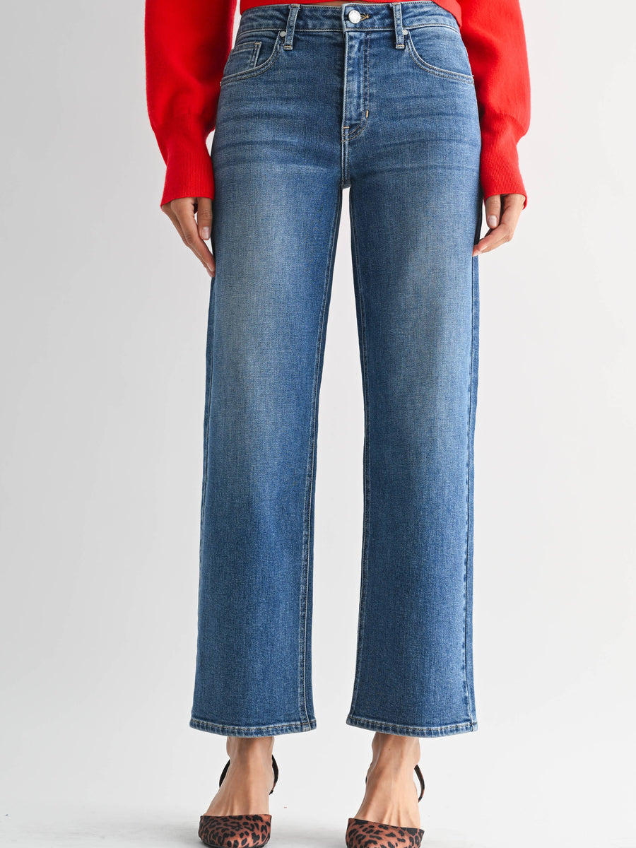 Mid Rise Slim Wide Leg