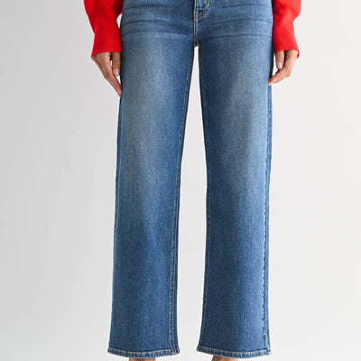 Mid Rise Slim Wide Leg